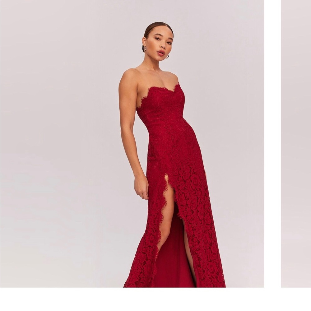 Fame & Partners Burgundy Lace Gown. “Twilight”